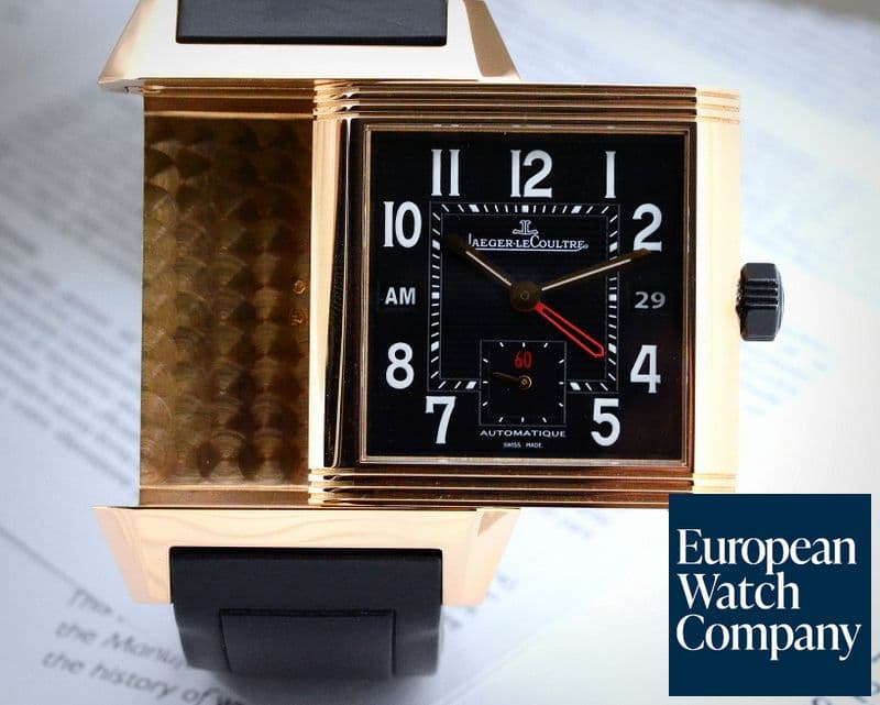 Image of Jaeger LeCoultre Reverso Squadra Hometime 18k Rose Gold / Rubber 