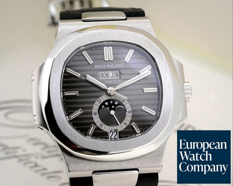 Image of Patek Philippe Nautilus Annual Calendar Moon SS Grey Dial SS