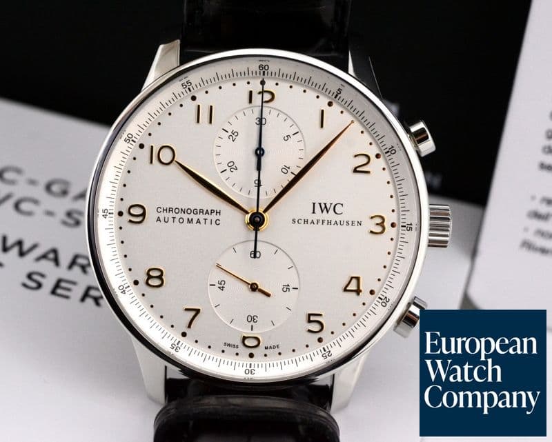 Image of IWC Portuguese Chronograph SS Silver Dial / Gold Numerals 