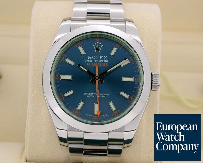 Image of Rolex Milgauss Blue Dial Green Crystal 