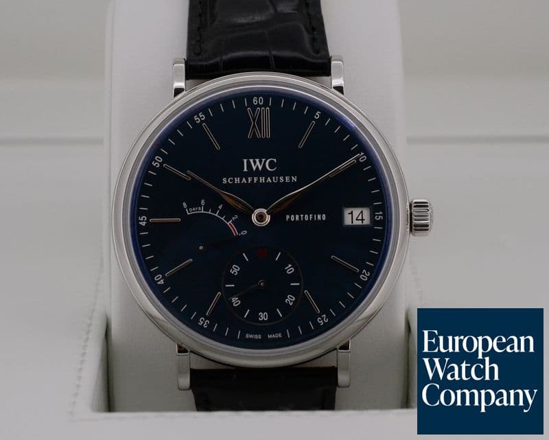 Image of IWC Portofino Hand Wound Eight Days SS Blue Dial 