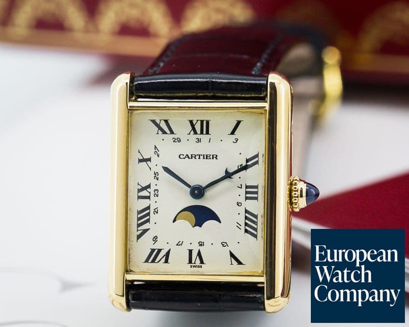 Image of Cartier Tank Calendar Moonphase Quartz 18K / Leather