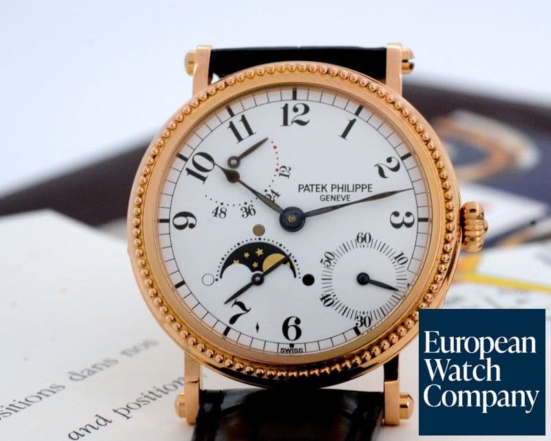 Image of Patek Philippe Moonphase Power Reserve 18K Rose Gold Hobnail Bezel 