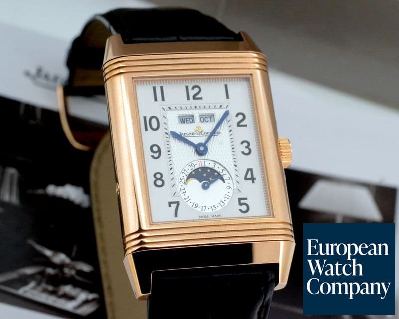 Image of Jaeger LeCoultre Reverso Grande Calendar 18K Rose Gold Silver Dial 