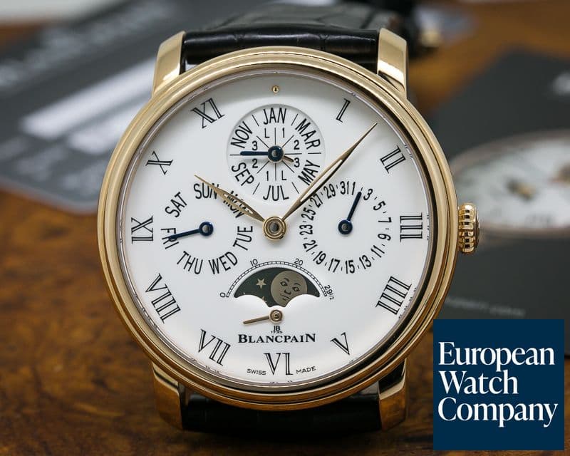 Image of Blancpain Quantieme Perpetual Calendar 8 Days 18K Rose Enamel Dial