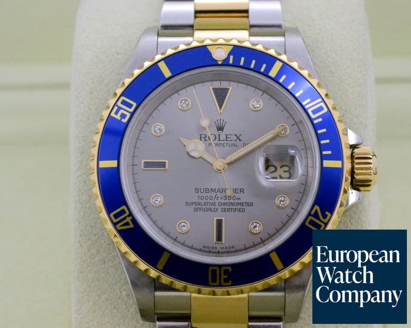 Image of Rolex Submariner 18K / SS Silver Serti Dial 
