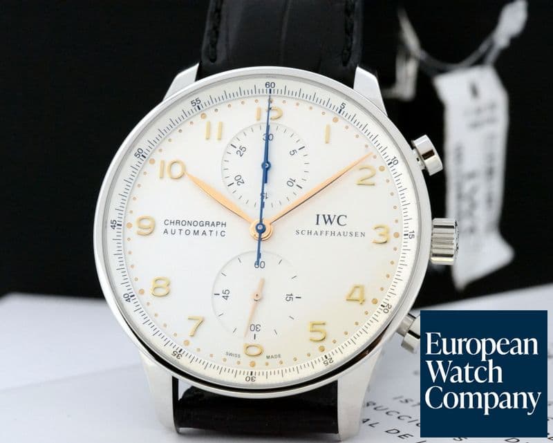 Image of IWC Portuguese Chronograph SS Silver Dial / Gold Numerals 