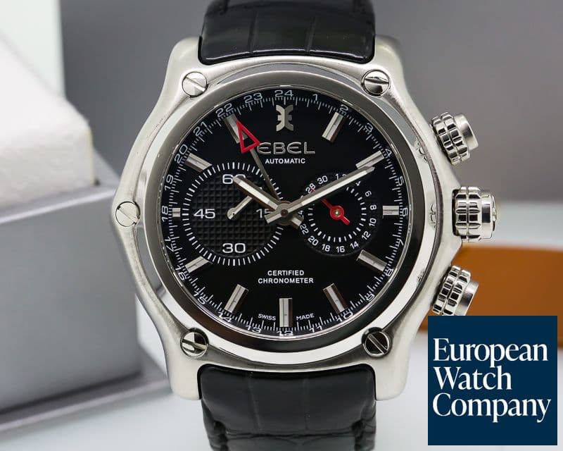 Image of Ebel 1911 BTR GMT Black Dial SS / Leather