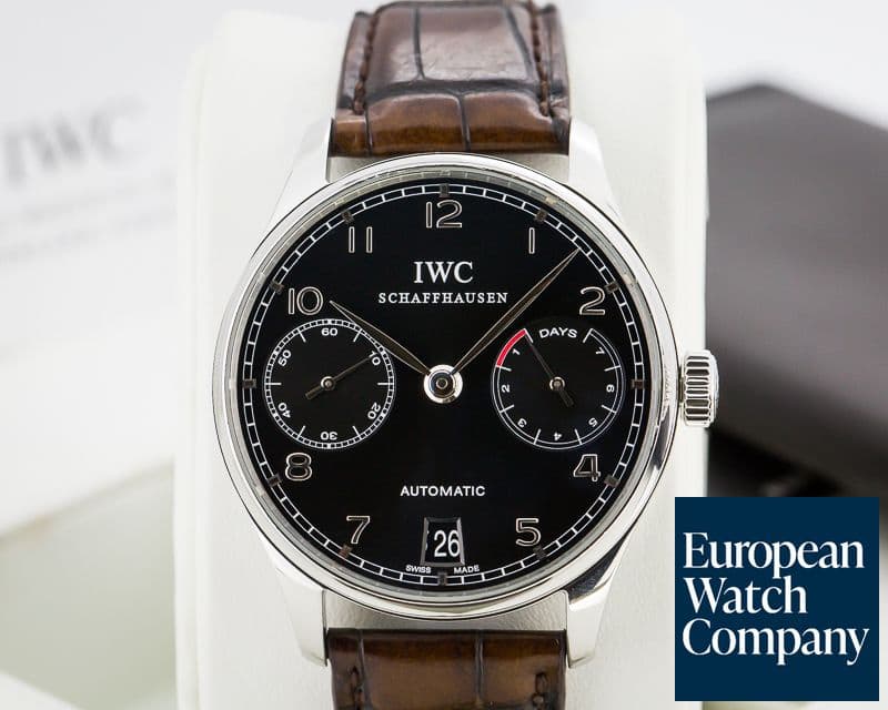 Image of IWC Portuguese 7 Day SS / Black Dial 