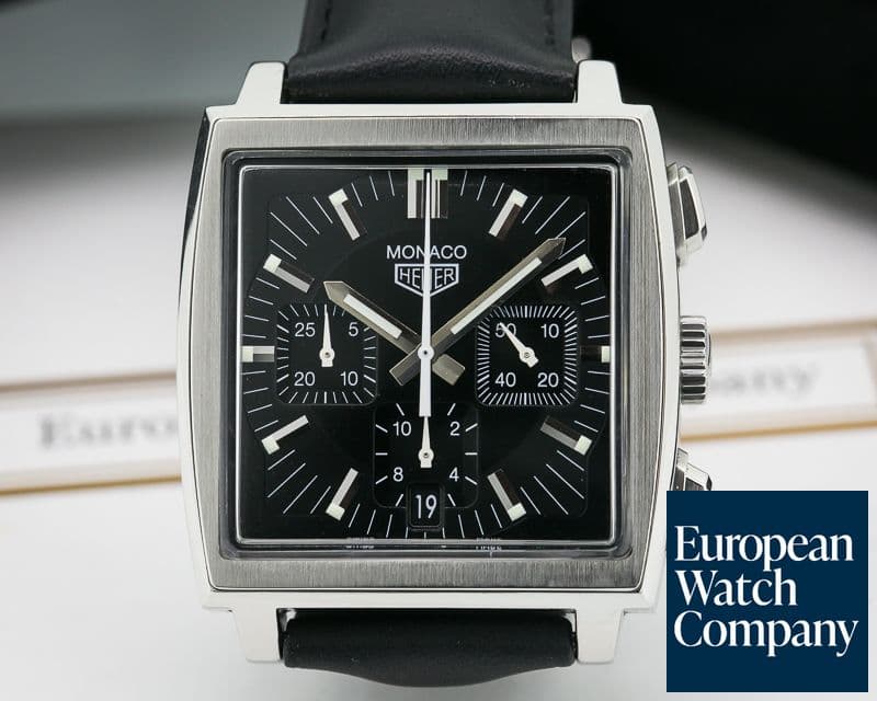 Image of TAG Heuer Monaco Chronograph Square SS Black Dial