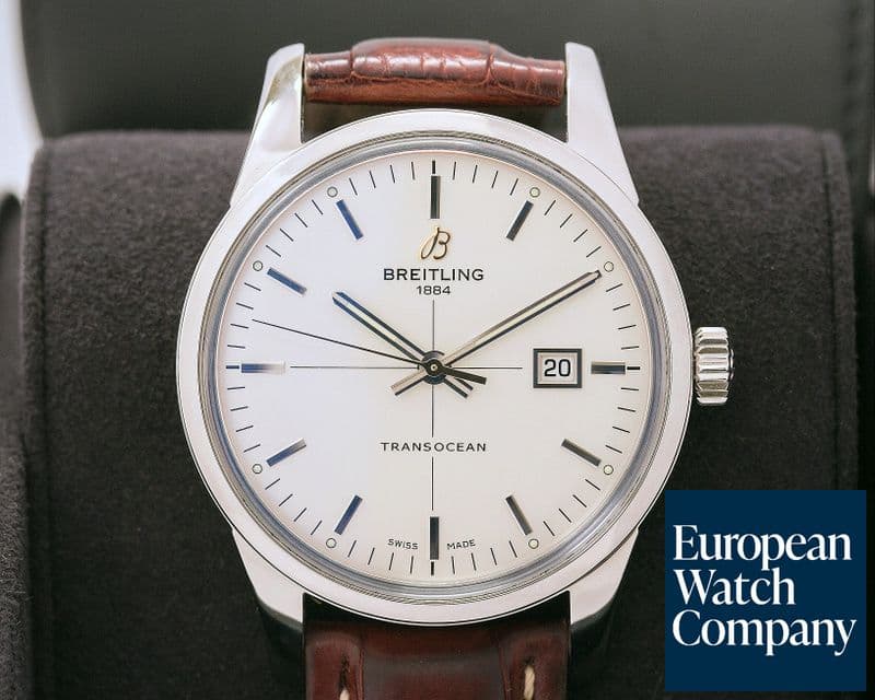 Image of Breitling Transocean Automatic SS / Leather Silver Dial