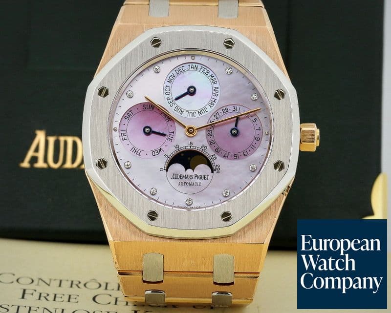Image of Audemars Piguet Royal Oak Perpetual Platinum / 18K Rose Pink Diamond MOP
