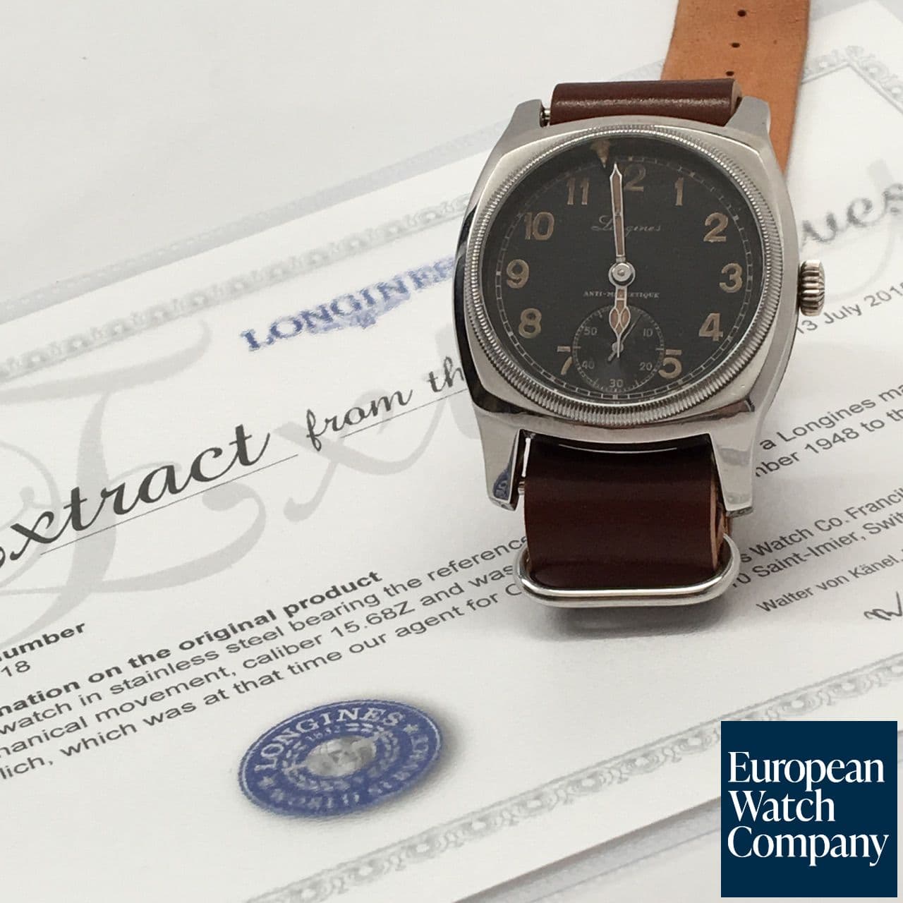 Image of Longines Rare Vintage Czech Air Force Pilot Watch SS / Leather NATO 