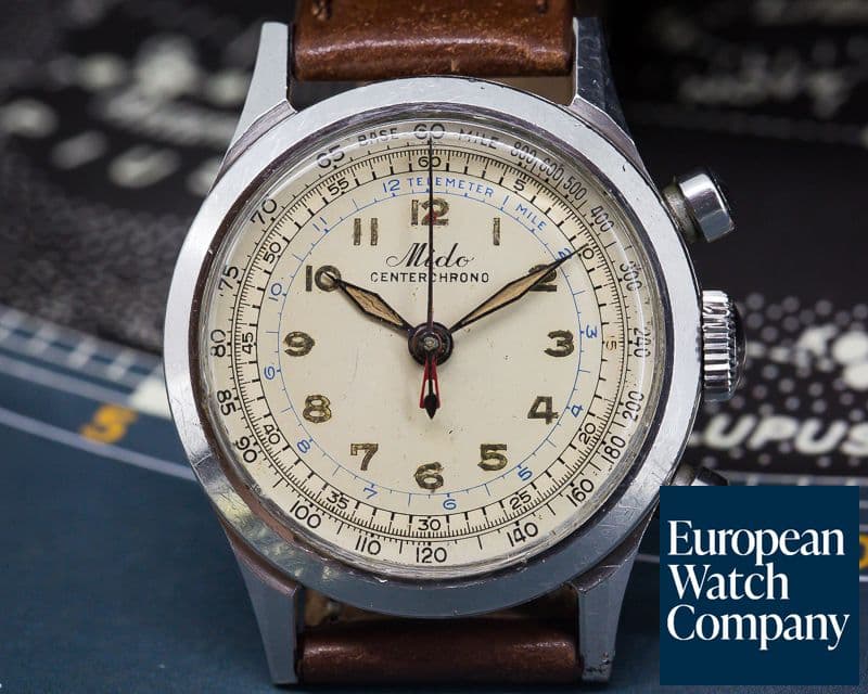 Image of Mido Vintage Multi-Centerchrono Circa 1940s SS / Leather