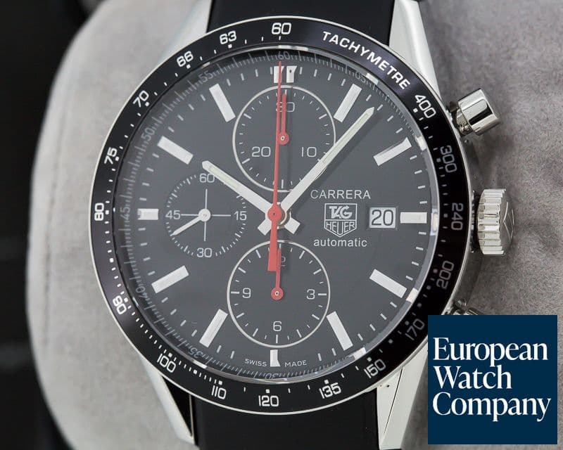 Image of TAG Heuer Carrera Chronograph SS / Rubber Black Dial 