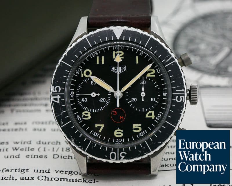 Image of Heuer Vintage Bundeswehr Military Flyback SS w/ Accessories