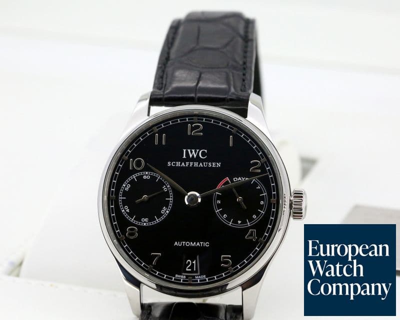 Image of IWC Portuguese 7 Day SS / Black Dial 