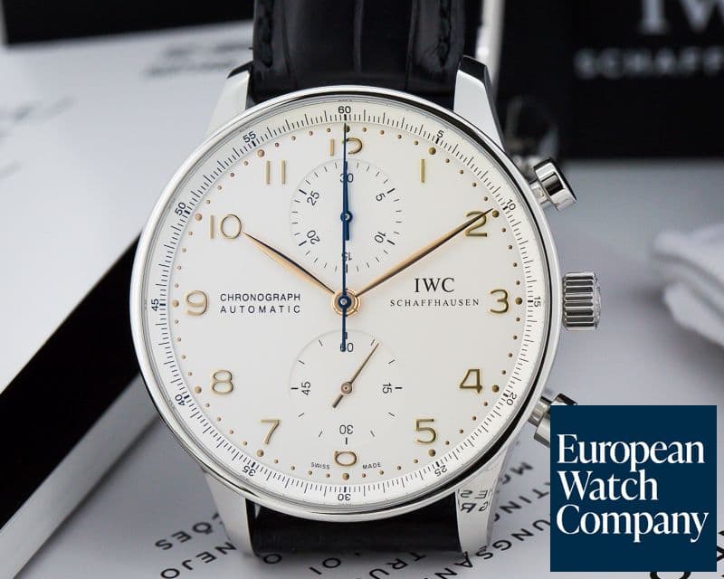 Image of IWC Portuguese Chronograph SS Silver Dial / Gold Numerals 
