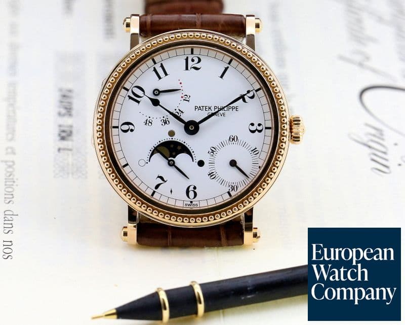 Image of Patek Philippe Moonphase Power Reserve 18K Rose Gold Hobnail Bezel 