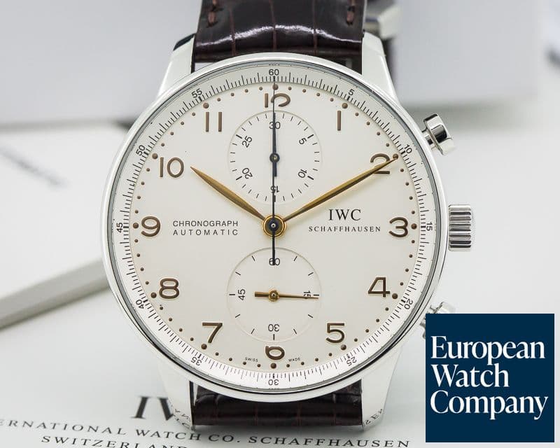 Image of IWC Portuguese Chronograph SS Silver Dial / Gold Numerals 