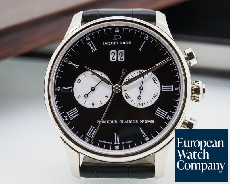 Image of Jaquet Droz Chronograph Grande Date 18K White Gold Black Dial 