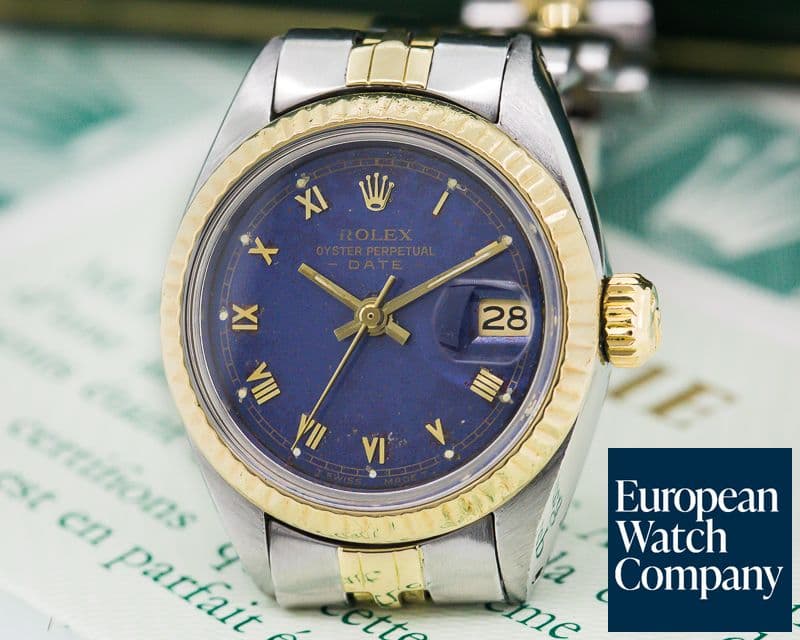 Image of Rolex Lady Oyster Perpetual Date Blue Dial SS / 18K