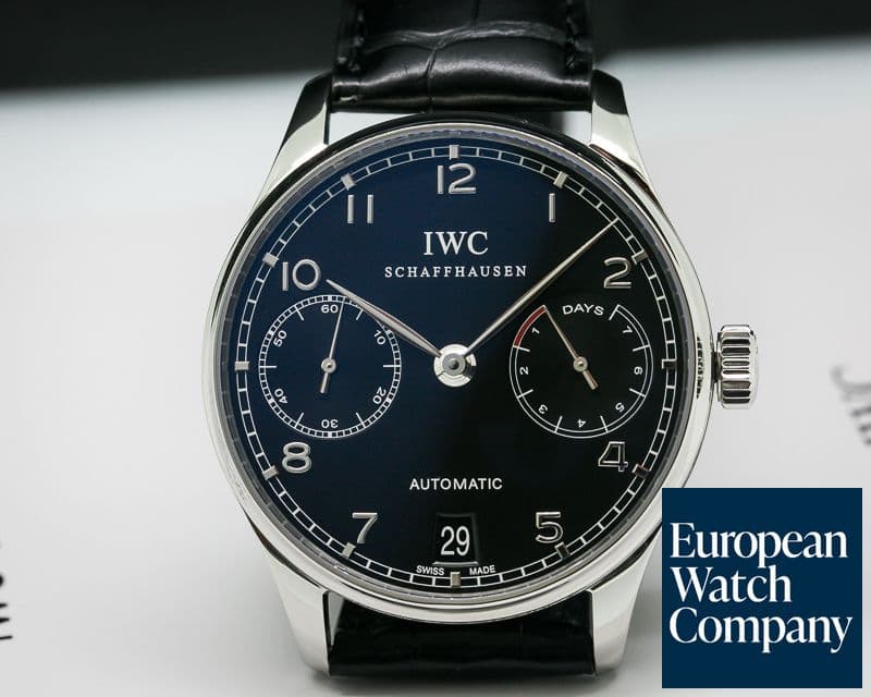 Image of IWC Portuguese 7 Day SS / Black Dial 