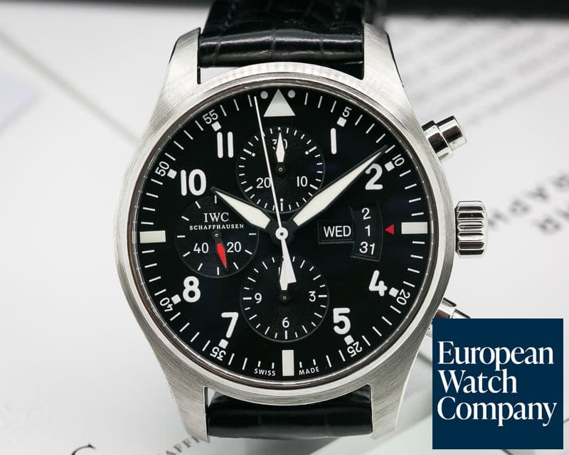Image of IWC Pilot Chronograph SS Black Dial 