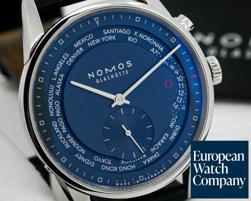 Image of Nomos Zurich "Weltzeit" True Blue SS / Leather 