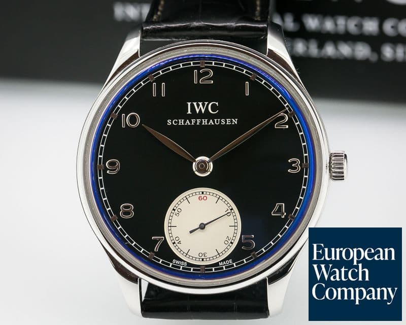 Image of IWC Portuguese Hand Wound SS Black Dial 