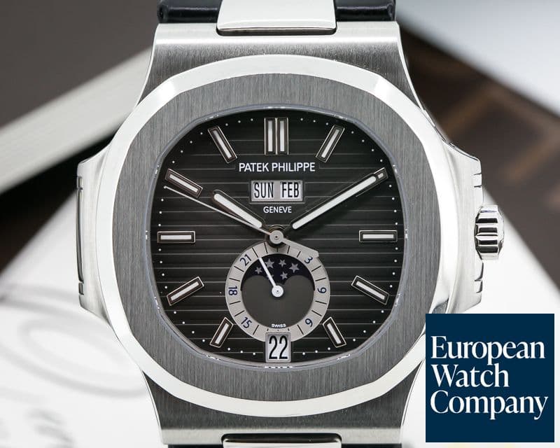 Image of Patek Philippe Nautilus Annual Calendar Moon SS Grey Dial 