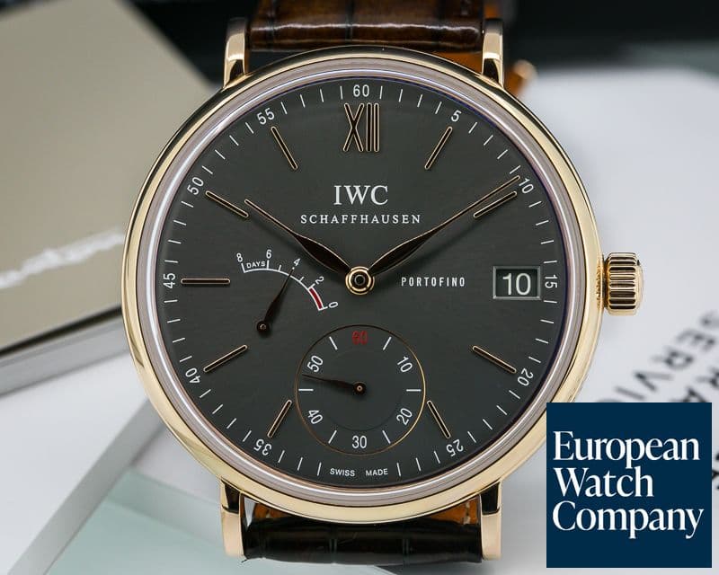 Image of IWC Portofino Hand Wound Eight Days 18K RG Grey Dial 