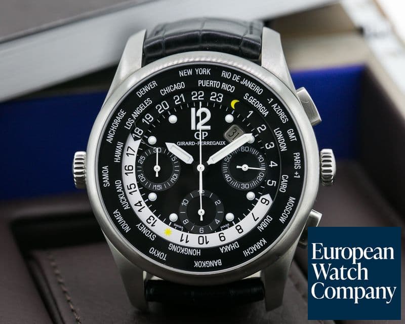 Image of Girard Perregaux World Time WW.TC Chronograph 
Black Dial SS