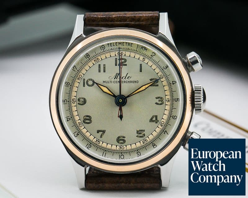 Image of Mido Vintage Multi-Centerchrono Circa 1940s SS Rose Gold Bezel
