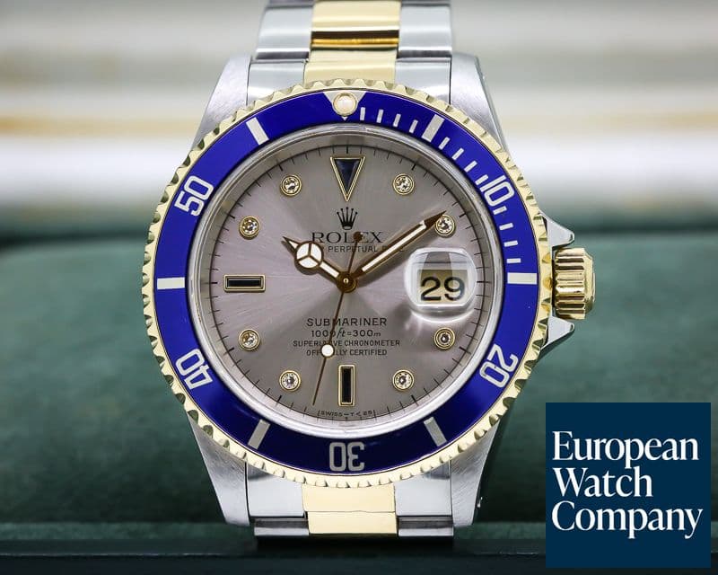 Image of Rolex Submariner 18K / SS Silver Serti Dial 