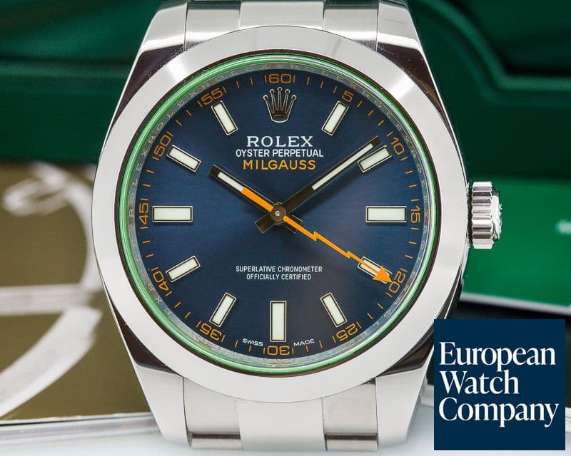 Image of Rolex Milgauss Blue Dial Green Crystal 