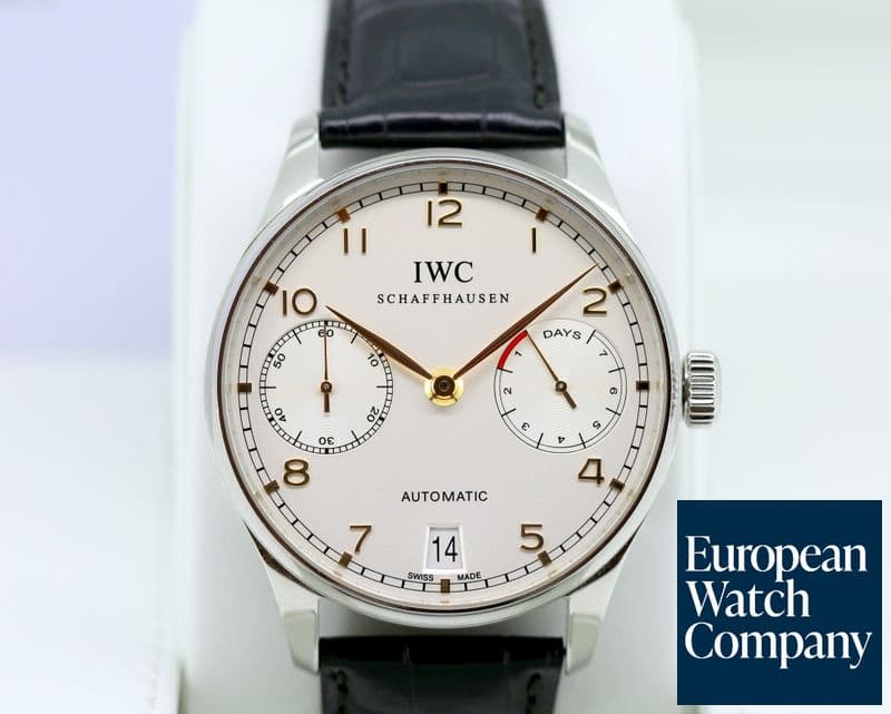 Image of IWC Portuguese 7 Day Automatic SS Silver Dial Rose Numerals