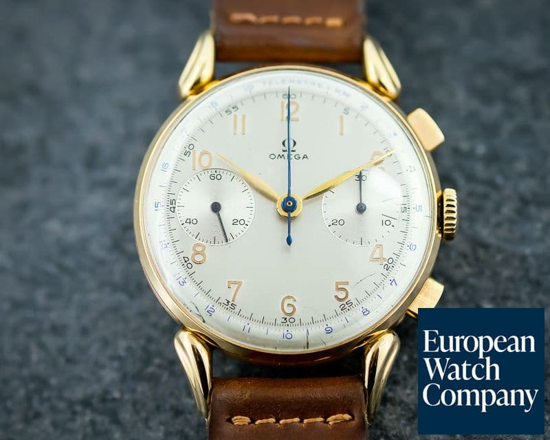 Image of Omega Vintage Omega Chronograph 33.3 18K Pink Gold with "Cornes de Vache" Lugs
