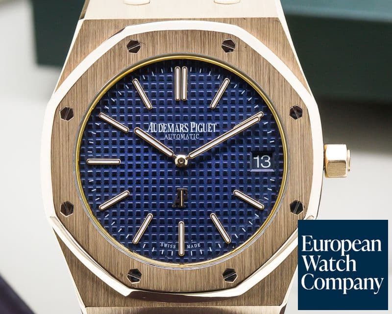 Image of Audemars Piguet Royal Oak Jumbo 15202 18K Rose Gold / Blue Dial