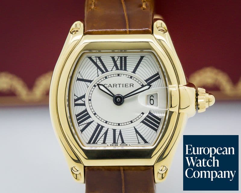 Image of Cartier Roadster Quartz Midsize 18K Yellow Gold Silver Dial 