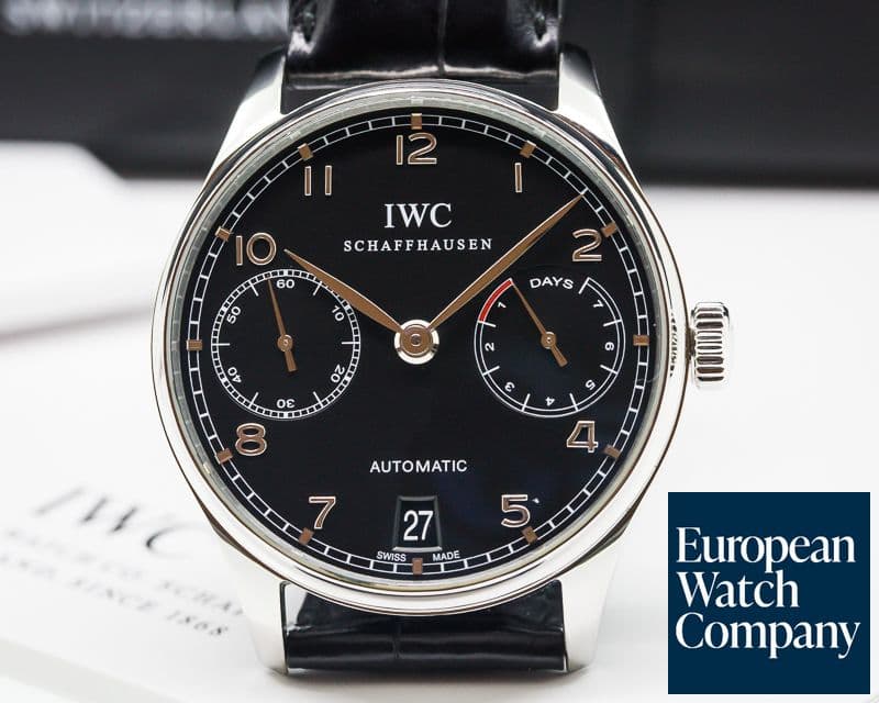 Image of IWC Portuguese 7 Day Automatic SS Black Dial