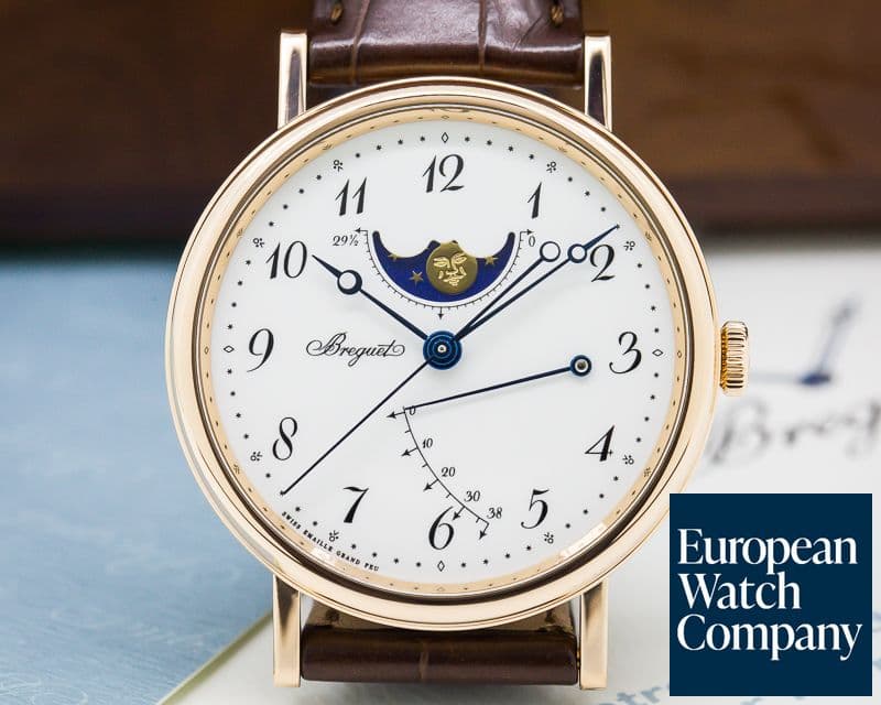 Image of Breguet Classique Moonphase 18K Rose Gold Enamel Dial