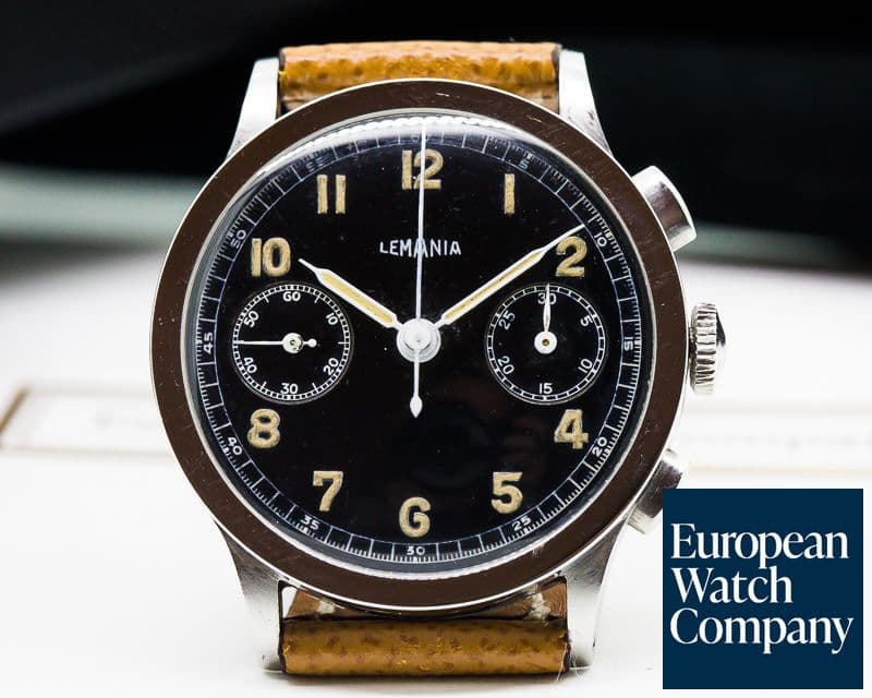 Image of Lemania Vintage Gilt Dial Oversized Chronograph SS