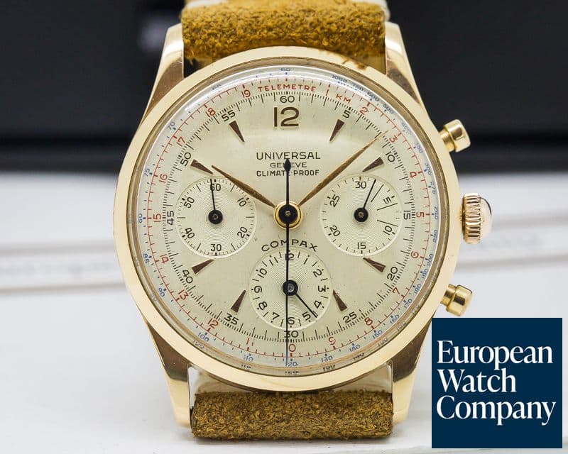 Image of Universal Geneve Vintage Climate Proof Compax 18K Rose Gold 