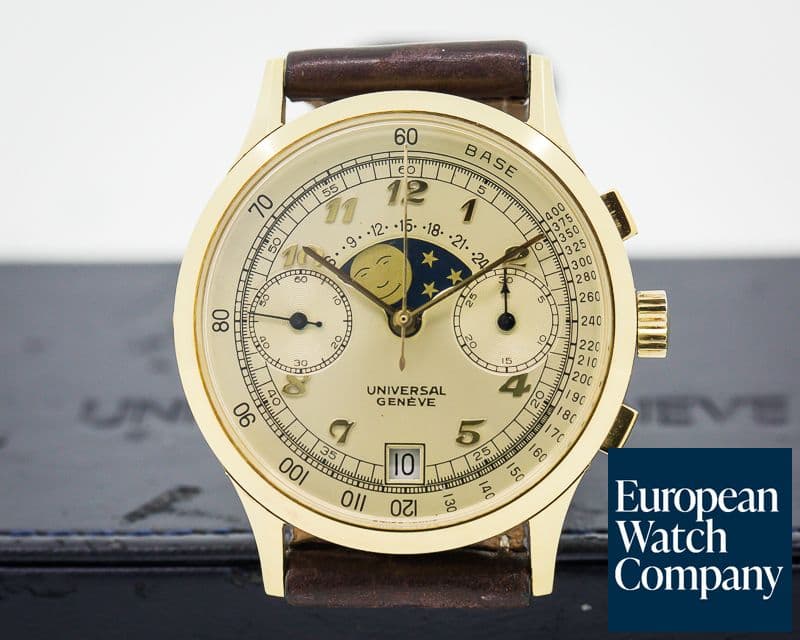 Image of Universal Geneve Vintage Moonphase Chronograph 18K Yellow Gold 36MM