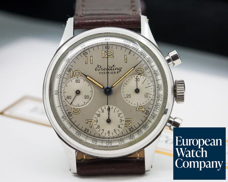 Image of Breitling Vintage Premier Triple Register Silver Dial SS