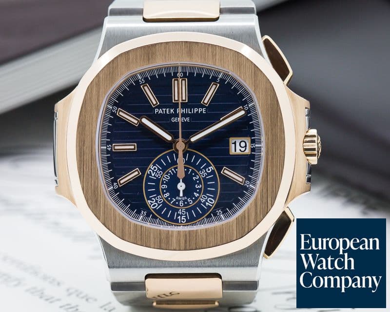 Image of Patek Philippe Nautilus Chronograph Blue Dial 18K Rose / Steel 