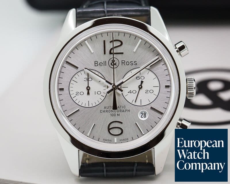 Image of Bell & Ross BR 126 Vintage Officer Chronograph SS / Strap
