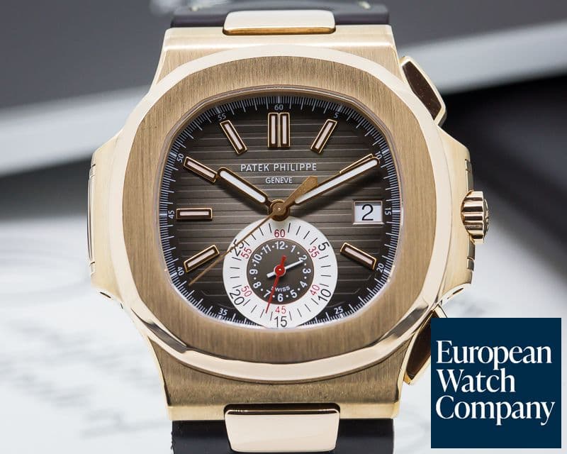 Image of Patek Philippe Nautilus Chronograph 18K Rose Gold / Brown Alligator 