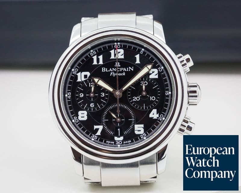 Image of Blancpain Leman Flyback Chronograph Black Dial SS / SS 